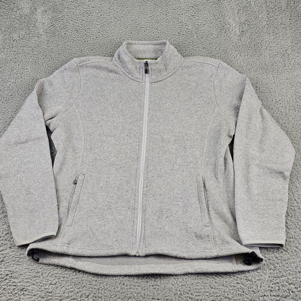 Orvis Sweater Womens Large Gray Full Zip Knit Pockets‎ Soft Jacket Outdoor Adult